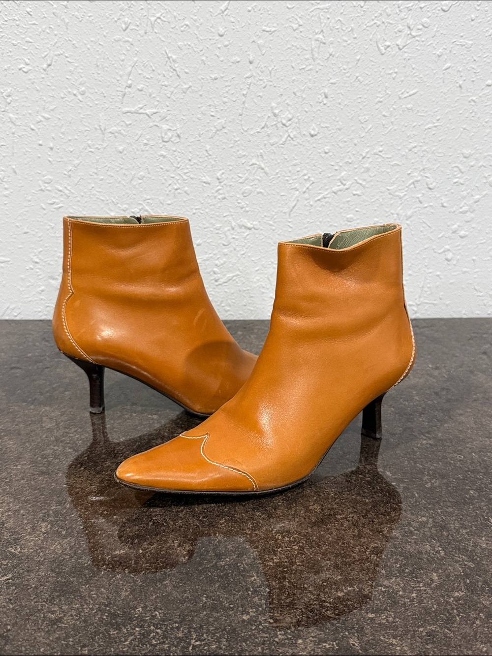 Made In Italy Cole Haan Country Women's Western Ankle Boots Size 6 Camel Brown